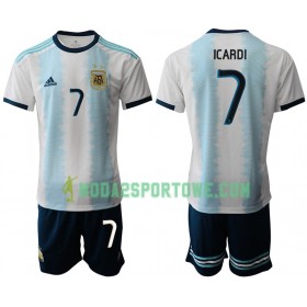 Koszulka Argentyna ICARDI 7 Dziecięcy Domowe Stroje Piłkarskie Copa América 2019 Krótki Rękaw